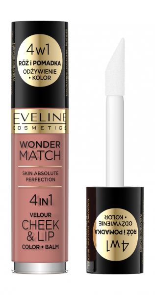 Eveline Wonder Match 4-in-1 Velour Cheek & Lip Color Balm Жидкая помада-румяна для лица | 01